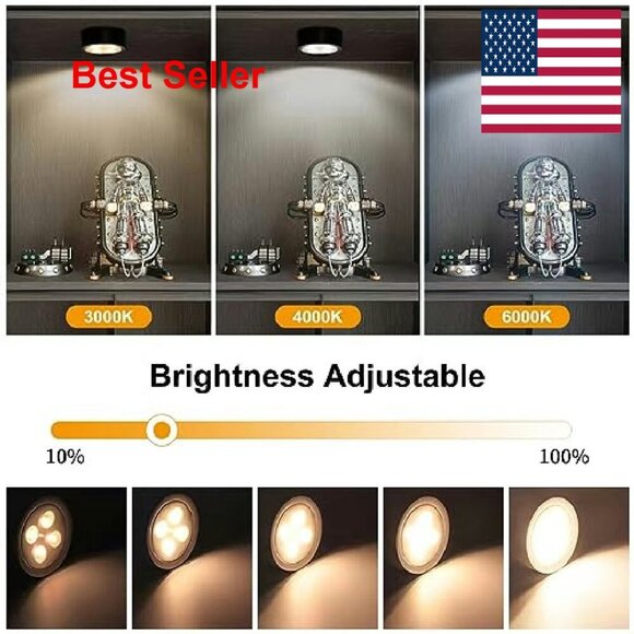 Wireless Magnetic Picture Lights 3-Pack Dimmable Timer Remote Modern Art Display - Picture 4 of 7